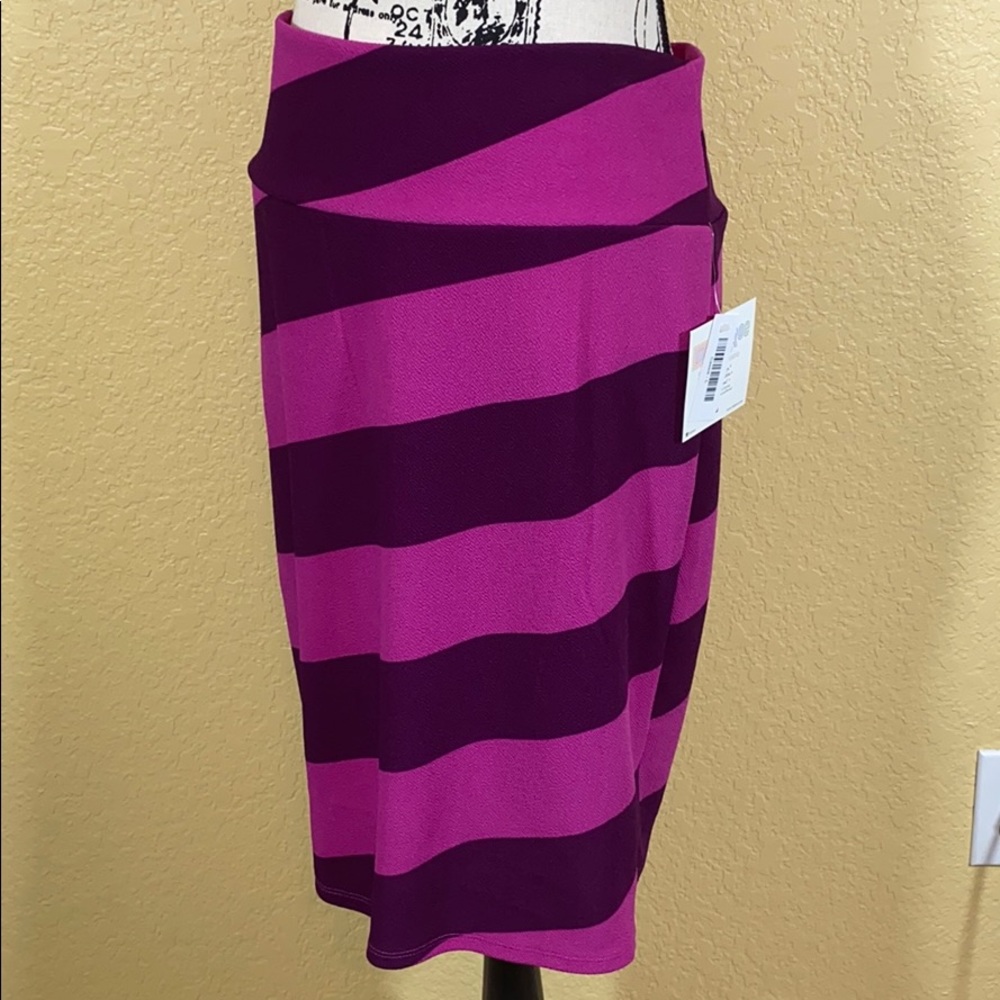 LuLaRoe Fuchsia and Plum Striped Pencil Skirt
